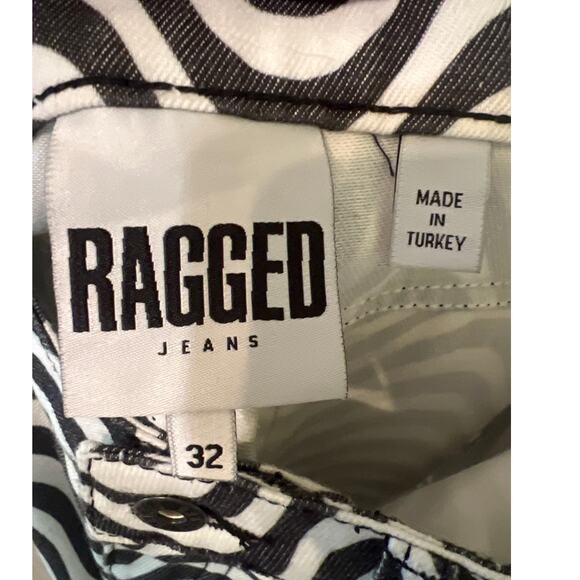 The RAGGED Priest Wave Print Dad Jeans Geometric Black & White Print Size 32 - Picture 5 of 5